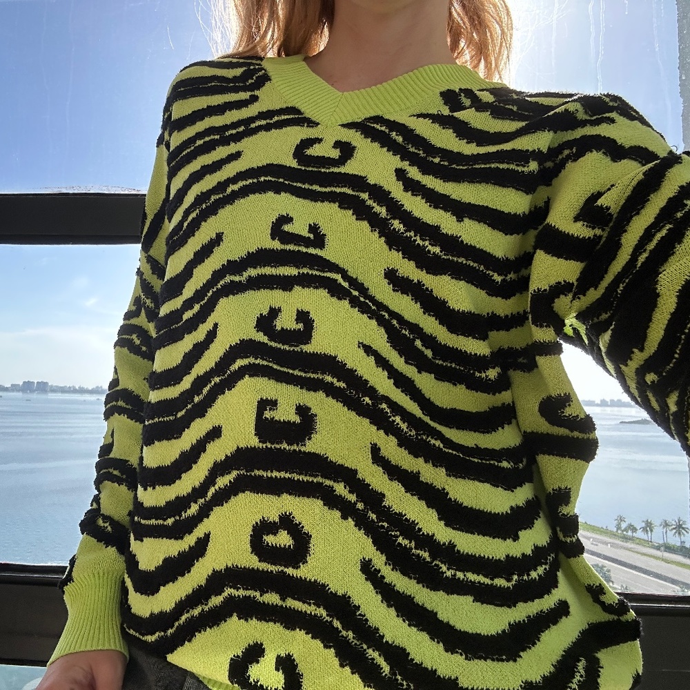 Mukzin Bright Neon and Black Sweater